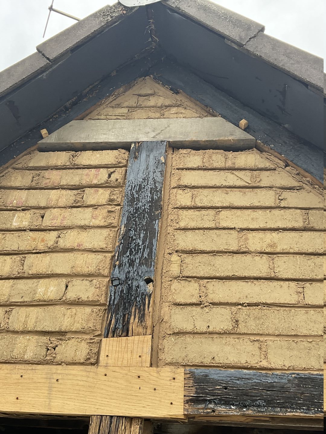 Eingesetzte Eichenbohlen zur Reparatur von oberflächlichen Holzschäden